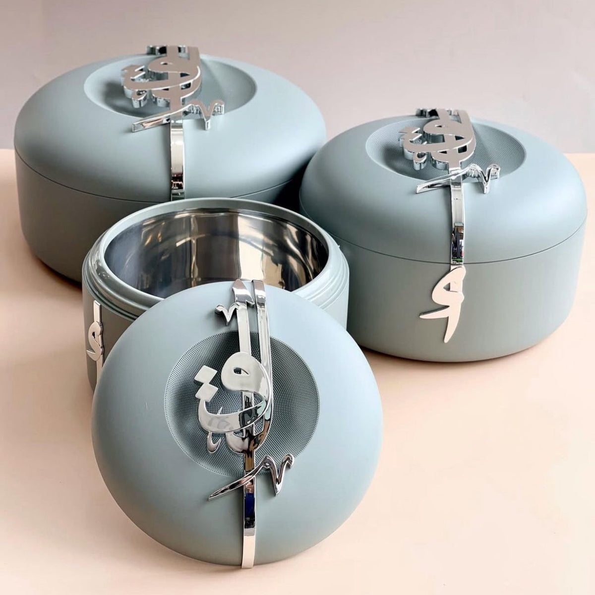 Liqa'a - Food Thermos/ Warm Serv (Set of 3) - Grey & Silver