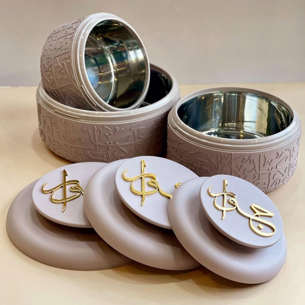 Jiwar - Food Thermos/Warm Serv (Set of 3)- Lavender & Gold